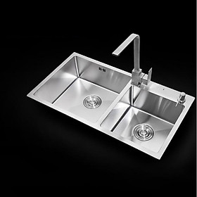 Mua Chậu rửa bát Korea sus304 7843 2 hố lệch- Tặng giá rau củ khi mua chậu