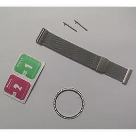Khung viền bezel 41mm ( benzen ) đính hạt và dây Milanese 20mm dành cho Samsung Galaxy Watch 3 41mm