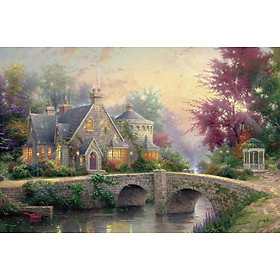 Tranh Ghép Hình 1000 Mảnh giấy Jigsaw Puzzle hình Lâu đài thơ mộng bên cầu nhỏ-  Màu Đẹp Sắc Nét Miếng Dày  70x50cm - MÃ STN-TG02