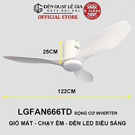 Mua Quạt Trần Sát Trần Phong Cách Đông Dương LÊ GIA LGFAN666G - Chiều Cao 23cm - Sải Cánh 122cm - Bảo Hành 5 Năm