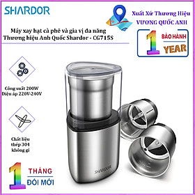 Máy xay hạt cà phê và gia vị đa năng cao cấp thương hiệu Shardor CG725S - Chất liệu: Thép không gỉ 304 - Công suất 200W - Hàng Nhập Khẩu