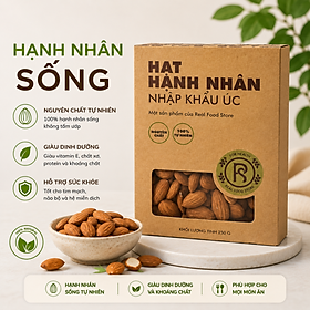 RealFoodStore Hạnh Nhân Sống 500g - Hạnh Nhân Nguyên Hạt Tự Nhiên Giàu Chất Béo Tốt & Protein Thực Vật - Dùng Làm Sữa Hạt, Làm Bánh, Salad - Thực Phẩm Healthy & Eat Clean