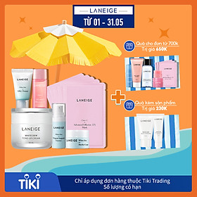 Bộ Kem dưỡng nâng tông da trắng hồng tự nhiên Laneige White Dew Tone Up Cream 50ml + tặng Bộ dưỡng trắng làm sáng da White Dew Trial Kit