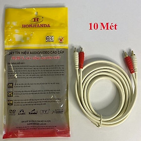 Dây tín hiệu 4 đầu Honjianda HJD-AA4100 10 Mét . Đồng nguyên chất 100% (Dây AV HJD 4 Đầu 10 Mét) - Hàng Chính Hãng