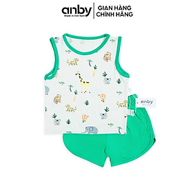 Quần áo trẻ em ANBY bộ ba lỗ cho bé trai và bé gái hình thú chất vải thun