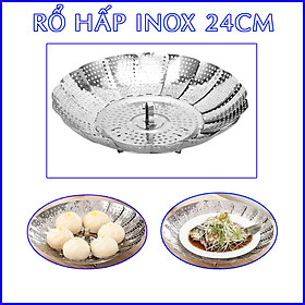 Mua Rổ Hấp Inox Xếp Gọn Tiện Lợi Loại Lớn Đường Kính 24cm