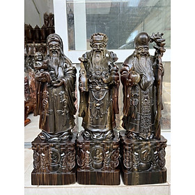 Bộ tượng phật tam đa phúc lộc thọ gỗ mun hoa đẹp long lanh kt cao 30×11×9cm 