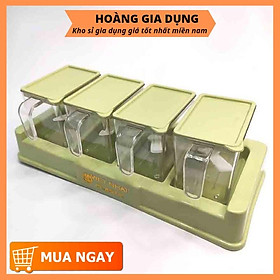 Bộ 4 Lọ Gia Vị Có Thìa Muỗng Nhựa Việt Nhật Hũ Đựng Gia Vị Có Nắp Đậy VN2939 - H308