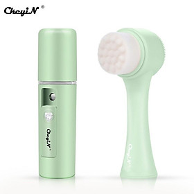 CkeyiN Mini Nano Face Steamer Moisturizing Skin Facial Beauty and Double Sides Facial Cleaning Brush combination MR322