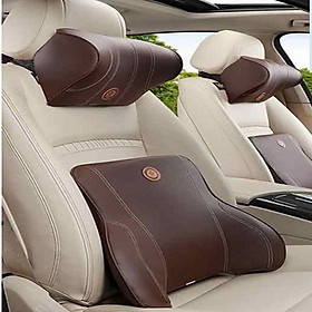 Gối tựa đầu ô tô và gối tựa lưng ô tô cao su non đúc nguyên khối,bọc da cao cấp-SIÊU ÊM