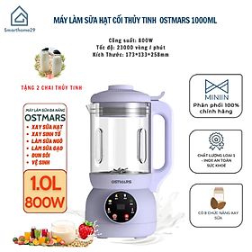 Mua Máy Làm Sữa Hạt  Máy Nấu Sữa Hạt Cối Thủy Tinh OSTMARS Hàng Chính Hãng MINIIN 1100ml - 8 Chức Năng Xay Nấu Tiện Lợi - TẶNG KEM 2 CHAI THỦY TINH ĐỰNG SỮA HẠT