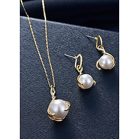 Bộ trang sức nữ ngọc trai dây chuyền và bông tai
