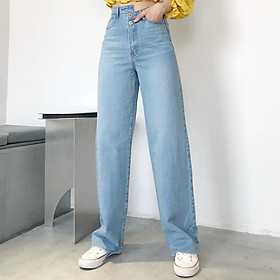 QUẦN JEANS ỐNG SUÔNG COTTON 2 KHUY  JEA64 - XANH DƯƠNG