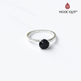 Nhẫn bạc mặt đá sapphire đen mệnh thủy, mộc - Ngọc Quý Gemstones