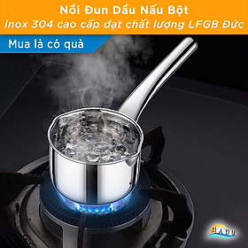 Nồi Đun Nóng Dầu Ăn Sữa Nấu Bột Mini 350ml Inox 304 Cao Cấp Đạt Chất Lượng LFGB Đức SSGP