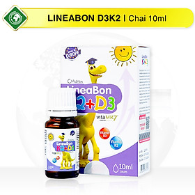 Siro nhỏ giọt LineaBon D3K2 tăng chiều cao, chống còi xương cho bé (Chai 10ml)