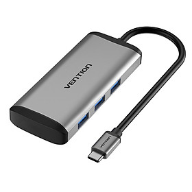 Cáp chuyển USB Type C to 4*USB 3.0 + PD(87w) Type-C Vention TGAHB (5 in 1) - Hàng chính hãng