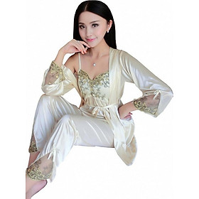 Bộ đồ ngủ mặc nhà mặc đi ngủ chất phi lụa mát và mềm da dành cho quý cô