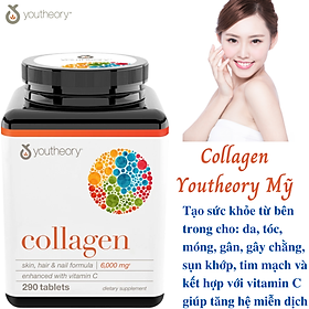 Collagen Youtheory Mỹ chứa collagen, vitamin c, biotin… tạo sức khỏe và sắc đẹp từ bên trong cho da, tóc, móng, sụn, gân, dây chằng, khớp - Massel Official