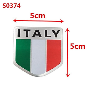 Tem nhôm Logo nhôm hình lá cờ Ý - ITALY trang trí xe