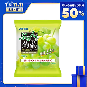 Thạch trái cây Orihiro gói nhỏ 6 cái gói vị nho xanh, nho tím - Date 2 2021