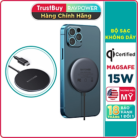 Mua Đế Sạc Không Dây Mag.Safe Nam Châm Hít 15W RAVPower RP-WC012 Dành Cho iPhone 14  Cho iPhone 13  Cho iPhone 12 - Hàng Chính Hãng