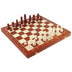 Bàn Cờ Vua Bằng Gỗ Từ Tính 15,6X15,6 Inch Di Động Có Thể Gập Lại