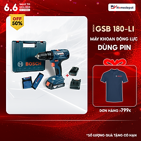 Máy khoan vặn vít dùng pin động lực bosch gsb 180-li + phụ kiện