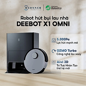 Robot Hút Bụi Lau Nhà Tự Đổ Rác Và Giặt Giẻ Ecovacs Deebot X1 Omni Thông Minh Công Suất Hút Lên Tới 5000pa Hệ thống AIVI 3D Thế Hệ 2 Có Sức Mạnh Tính Toán Hơn 8 Tần T8 Aivi, 16 Lần T9 - Hàng Chính Hãng