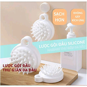 Bàn Chải Silicone, Lược Trắng Mềm Giúp Gội Đầu Thư Giãn Da Dầu Trong Lúc