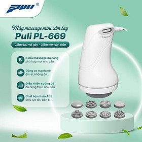 Máy massage cầm tay mini Puli PL-669 - 8 đầu, mát xa bụng và mát xa thư giãn toàn thân