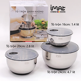 Mua  Chính hãng iMat  Bộ 3 tô trộn chân không iMat đường kính 16cm  20cm  24cm. Sản phẩm làm bằng thép không gỉ inox 304  đế bọc Silicone chống trượt  nắp van một chiều hút chân không.