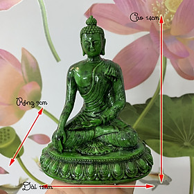 Tượng đá trang trí tượng Đức Phật Thích Ca ngồi thiền trên tòa sen thủ ấn - Chiều cao 14cm