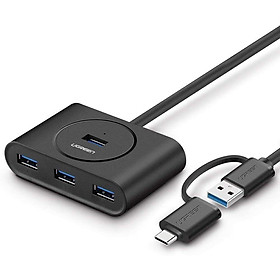 Bộ chia cổng USB 3.0 / USB type C sang 4 cổng USB 3.0 dài 1m UGREEN 40850 - Hàng chính hãng