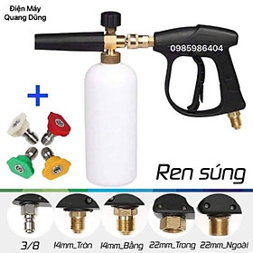 Mua Bộ súng xịt rửa và bình tạo bọt tuyết cao cấp cho máy rửa xe áp lực cao + Bộ 4 béc phun 0 - 40 độ