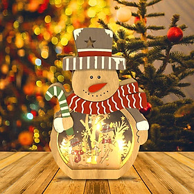 Đồ trang trí Giáng sinh Ông già Noel Đèn LED Trung tâm Giáng sinh Trang trí bàn Đồ trang trí người tuyết bằng gỗ có đèn Led để trang trí tiệc (Snowman)