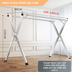 Mua Giá Phơi Đồ Inox Cao Cấp Gấp Gọn Chân Chống Trượt Chống Gió To Kèm Theo Bánh Xe Di Chuyển Chất Liệu Cao Cấp