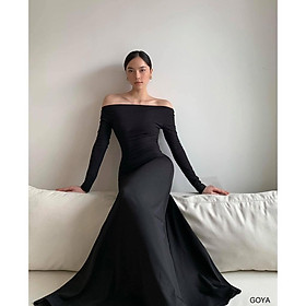 Đầm maxi tay dài cut out lưng Goya dress - đầm dự tiệc sang trọng napubee