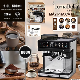 Máy pha cà phê tại nhà Lumabella LB-54018 đa năng, dễ dùng, tự động đánh sữa, xay hạt, dễ vệ sinh, tiện lợi - HÀNG CHÍNH HÃNG