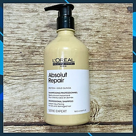Dầu gội phục hồi tóc L'oreal Serie Expert Gold Quinoa + Protein Absolut Repair Instant resurfacing shampoo 500ml