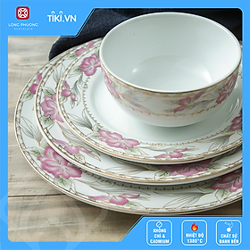 Mua Đĩa sứ  dĩa đựng đồ ăn đẹp  chén đĩa đẹp giá rẻ   Đĩa Bằng decor hoa dây hồng Long Phương