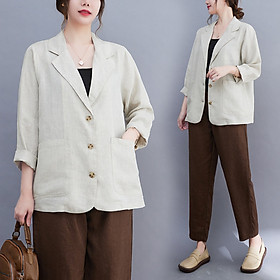 Áo blazer linen nữ, áo vest nữ kiểu Hàn Quốc tay lỡ, chất linen mềm cao cấp Haint Boutique Bz04
