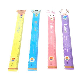 Combo 4 Thước Kẻ Nhựa 15cm Có Răng Cưa - 4 Mùa