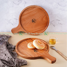 Mua Khay Gỗ Tròn Tay Cầm Đựng Thức Ăn Quán Ăn Gia Đình  Khay Gỗ Decor Trang Trí Bày Thức Ăn - Gỗ Kim Ngân