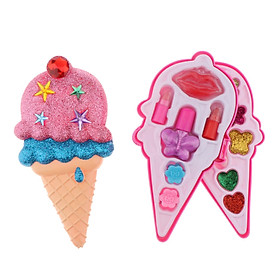 Ice Cream MakeUp Compact Case For Girls Kids Cosmetic Set double deck