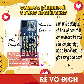 Combo 2 lá linh phù 5 dòng kẻ giàu sang PHÉP 5 DÒNG KẺ+THẦN TÀI GIỮ CỦA. Để bóp ví, dùng làm miếng dán điện thoại, máy tính, nhà cửa, xe