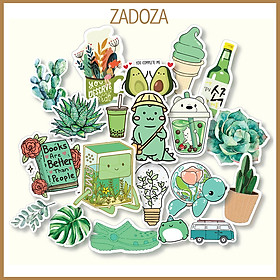 Sticker decal green tone xanh lá pastel dán laptop , điện thoại hình dán trang trí