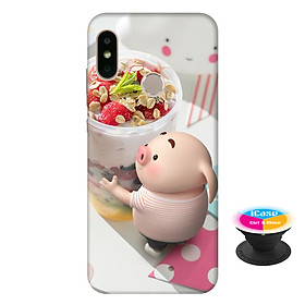 Ốp lưng nhựa dẻo dành cho Xiaomi Mi A2 in hình Heo Con Trà Sữa - Tặng Popsocket in logo iCase - Hàng Chính Hãng