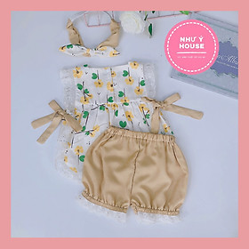 Set quần áo hoa nơ kèm turban Như Ý House - mặc sinh nhật - thôi nôi