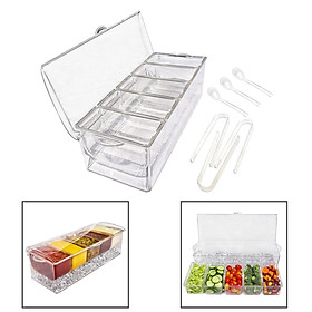 Chilled Condiment Server Container 5 Compartment Ice Serving for Cheeses